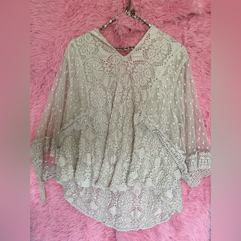Free People Halter Top Lace Long Sleeve Shirt